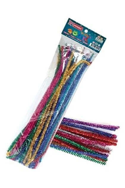 NEON PLUS 15 Adet, Simli Şönil, Renkli, Tüylü, 